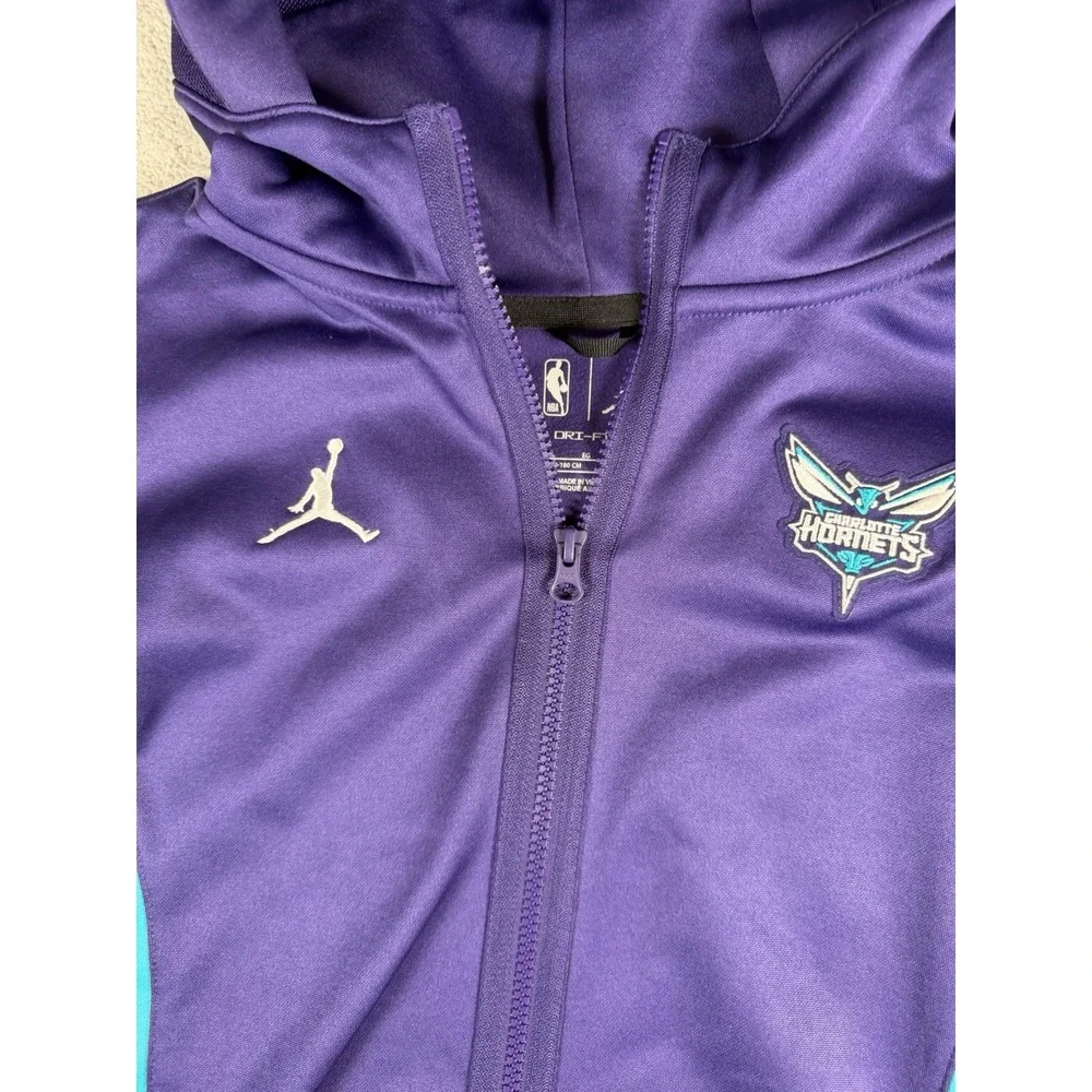 Charlotte Hornets Jordan Full Zip Basketball Jacket Hooded Purple Teal Youth XL